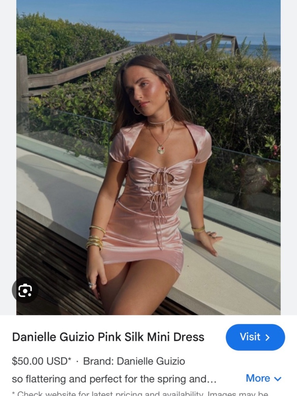 Danielle Guizio Blush Satin Lace-Up Mini Dress